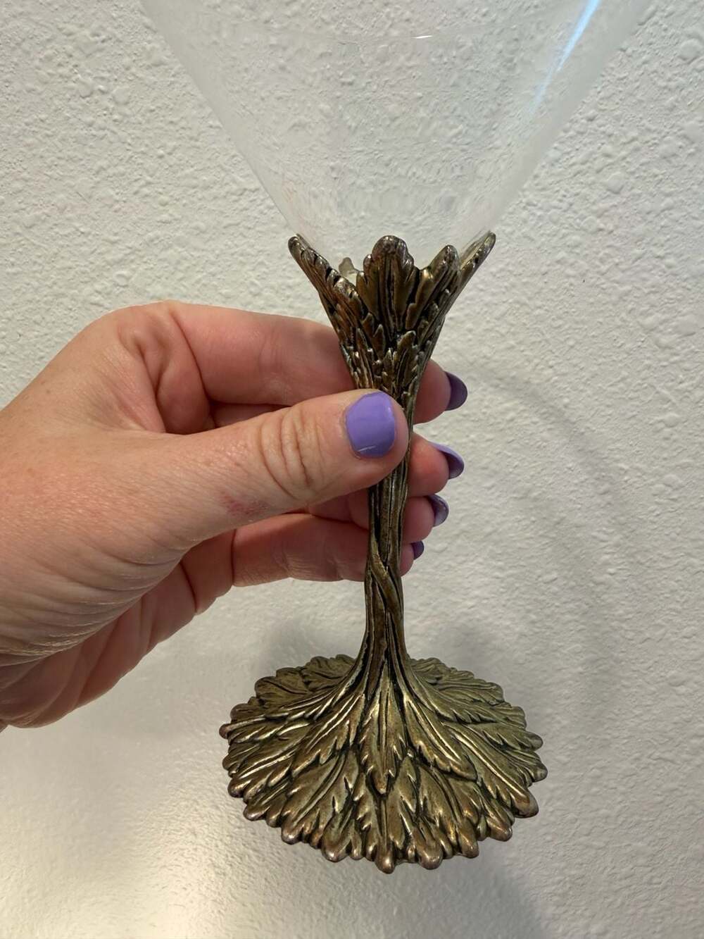 Grey Goose Martini Glass Set of 2 Pewter Metal Vine Leaf Stem Cocktail Barware - Picture 5 of 6